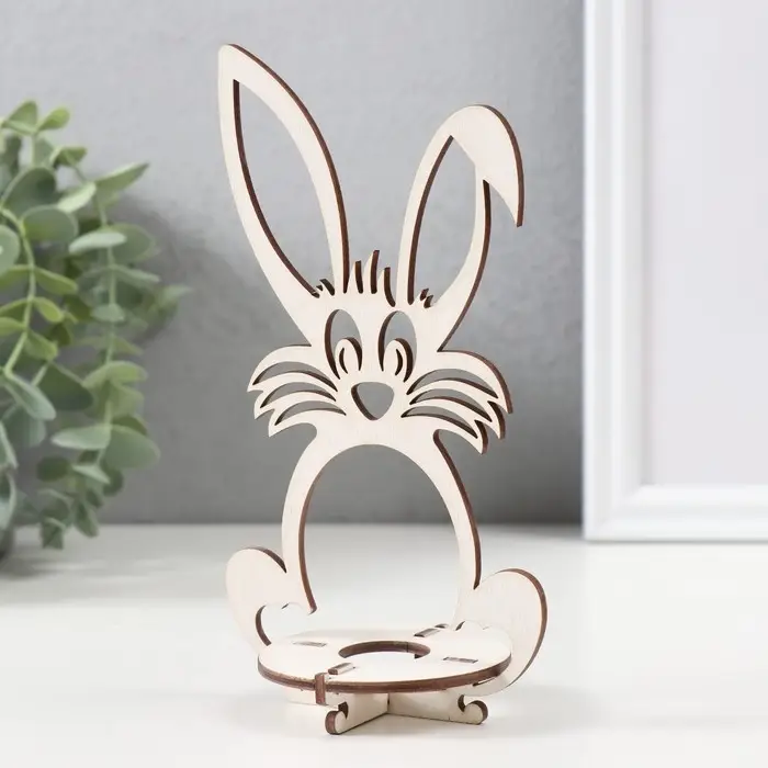 Подставка для пасхального яйца «Заяц», набор 3 детали, 9.3×6.5×17 см, белый Подставка для пасхального яйца «Заяц», набор 3 детали, 9.3×6.5×17 см, белый