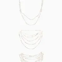 Бусы жемчужные, длинные, d=3.4, 5.6, 8.10, белые в серебре