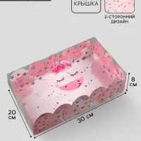 Коробка для печенья, кондитерская упаковка с пластиковой крышкой, &laquo;Чудесных мгновений&raquo;, 20&times;30&times;8 см