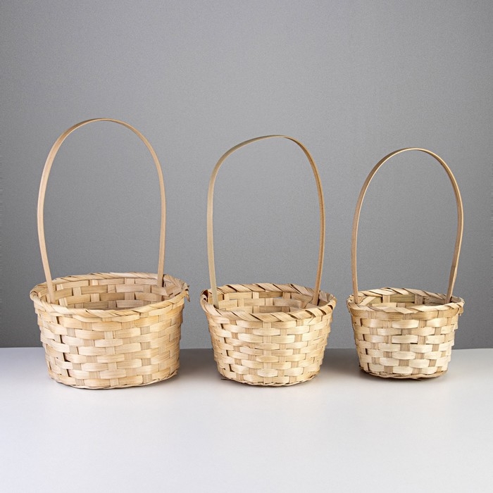 Набор корзин плетеных (бамбук),16xH10/32 см,18xH10/34 см,21xH10/36 см,3 шт Набор корзин плетеных (бамбук),16xH10/32 см,18xH10/34 см,21xH10/36 см,3 шт
