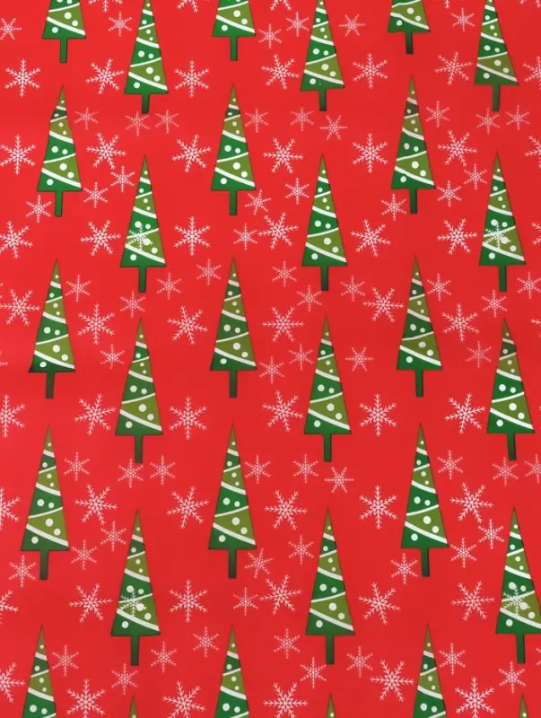 Бумага упаковочная тишью Бумага упаковочная тишью "Зимний лес", красная, 50 х 66 см