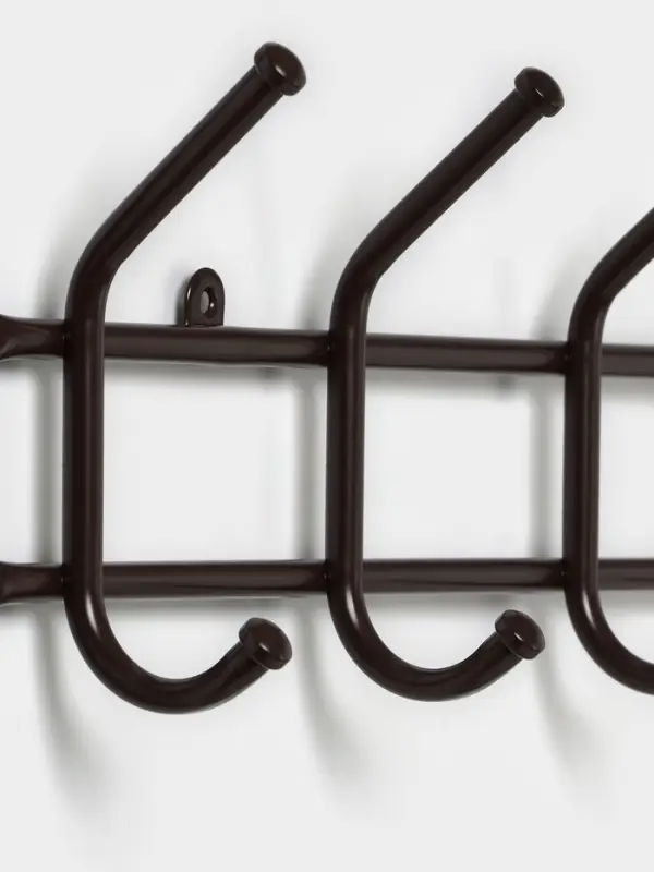 Вешалка настенная с полкой, 9 крючков, 2 яруса, 73&times;22&times;58 см, коричневая