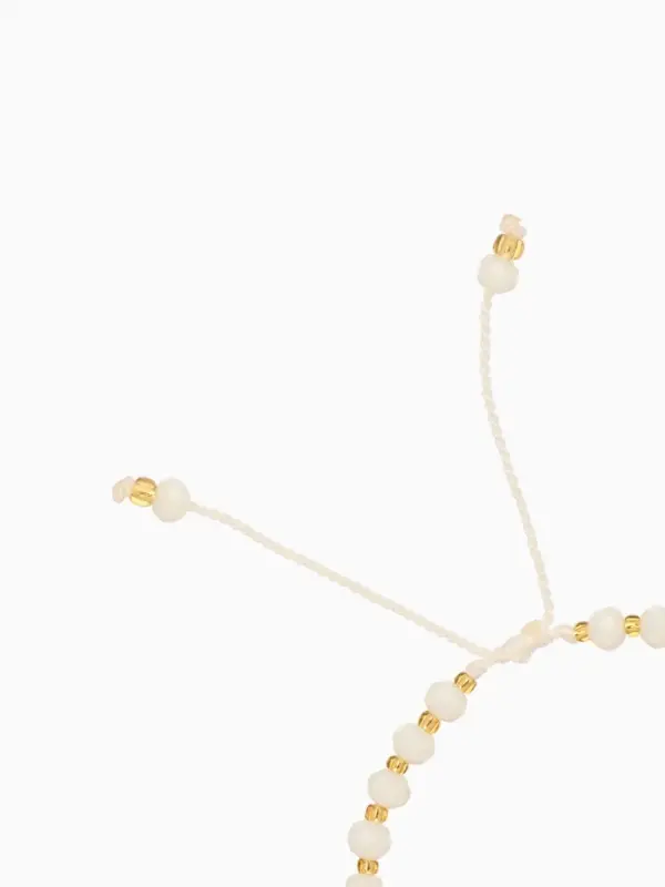 Браслет, длина 16 см, цв. белый, золотой