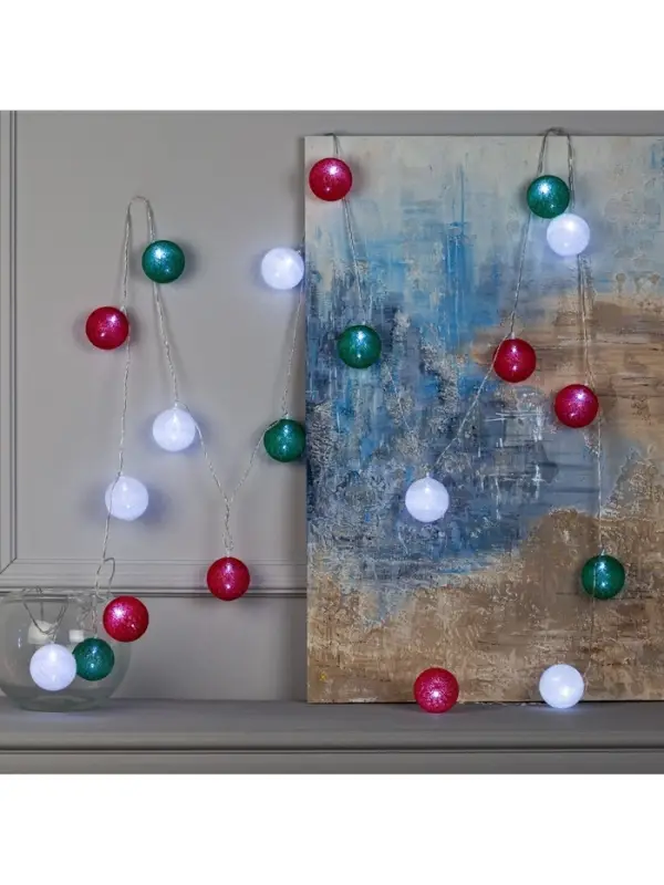 Гирлянда &laquo;Нить&raquo; 5 м с насадками &laquo;Клубки лесные&raquo;, IP20, прозрачная нить, 20 LED, свечение белое, 220 В