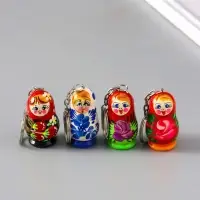 Набор брелоков для ключей 4 шт. &laquo;Матрёшка&raquo;, 4.5&times;2.5 см, ручная роспись, МИКС