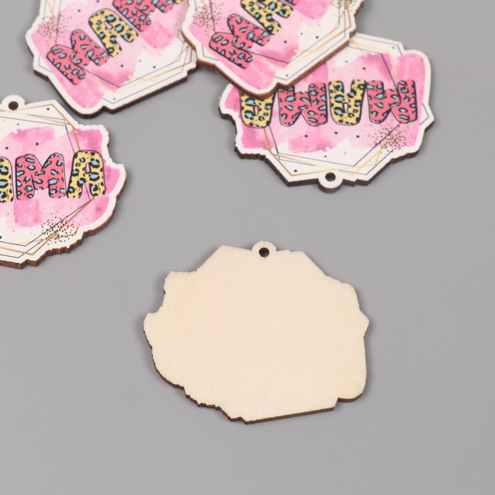 Декор для творчества дерево Декор для творчества дерево "Геометрический узор - мама" набор 5 шт 3,8х4,4х0,3 см