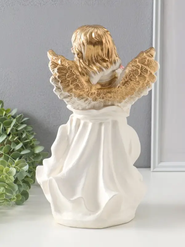 Фигура "Ангел в платье" большой" перламутр 36х19х18 см