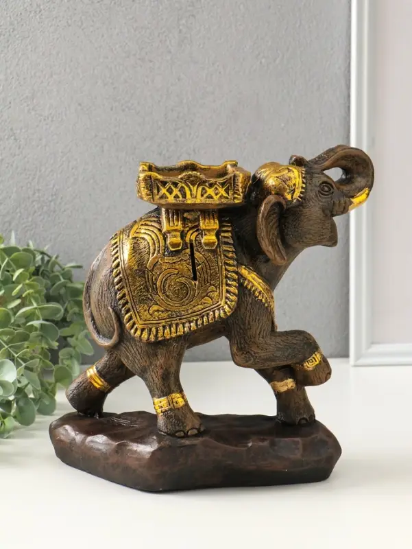 Копилка для денег &laquo;Слон счастья&raquo;, гипс под золото, 27&times;30&times;19 см