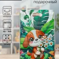 Пакет подарочный, с zip-lock застежкой &laquo;Букет ромашек&raquo;, 15&times;23&plusmn;1 см