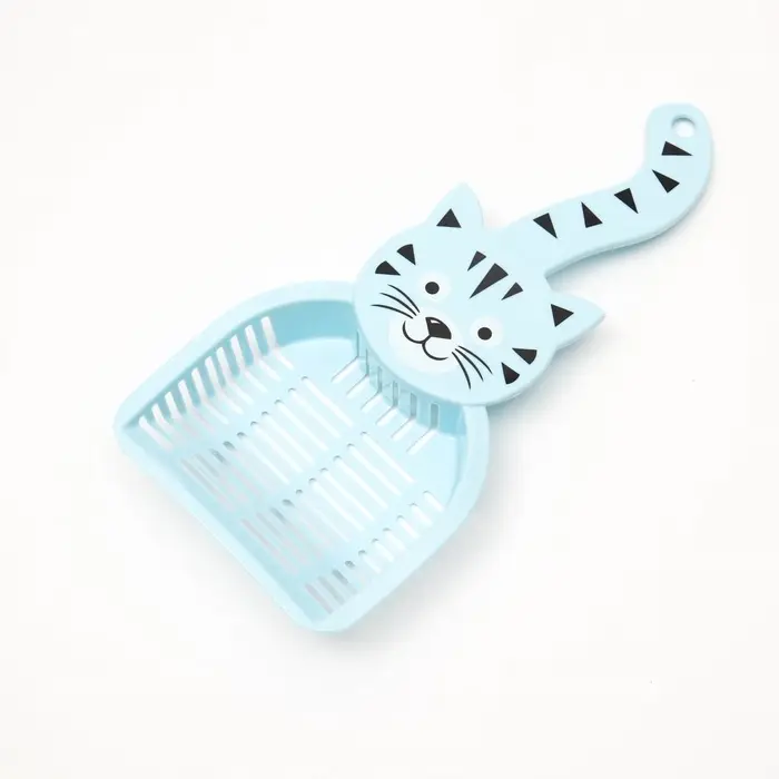 Совок для туалета &laquo;Довольный кот&raquo;, 28&times;12.5 см, пластик, голубой