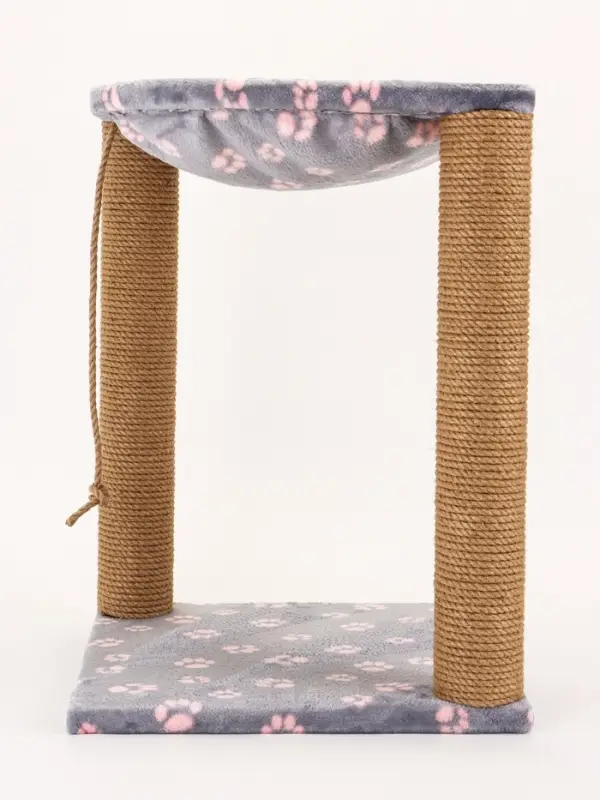 Когтеточка Зверьё Моё c гамаком, 40 х 40 х 50 см, джут, розовая пантера