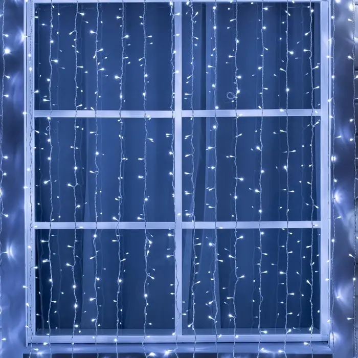 Гирлянда &laquo;Занавес&raquo; 2 &times; 9 м, IP44, УМС, белая нить, 1800 LED, свечение белое, 220 В
