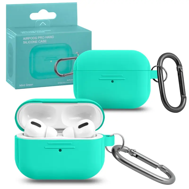 Чехол для AirPods Pro Hang Silicone Сase с карабином LE Mint Green