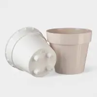 Кашпо для цветов со вставкой Plast-Avenue &laquo;Порто&raquo;, 9 л, пластик, жемчужный