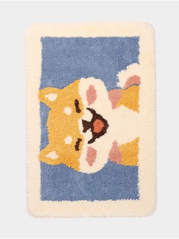 Коврик Доляна &laquo;Корги&raquo;, 40&times;60 см, микрофибра, синий