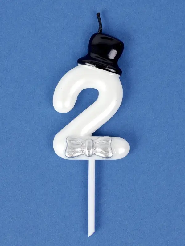 Свеча для торта «Джентельмен», цифра 2, белая Свеча для торта «Джентельмен», цифра 2, белая