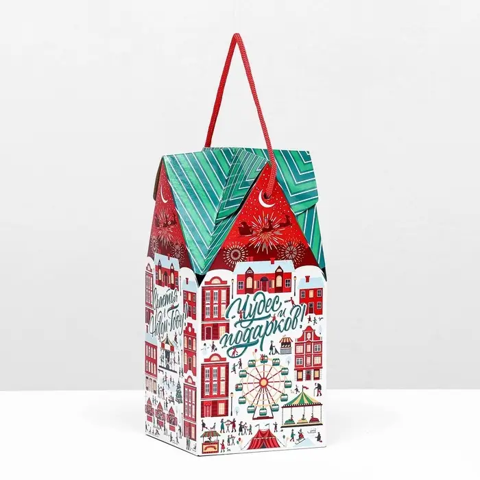 Коробка новогодняя подарочная складная «Лунапарк» 10.5×10.5×21.5 см Коробка новогодняя подарочная складная «Лунапарк» 10.5×10.5×21.5 см