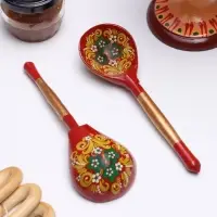 Ложка деревянная &laquo;Краснушка&raquo;, столовая, 20&times;6.3 см, хохлома, ручная роспись, МИКС