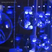 Гирлянда &laquo;Бахрома&raquo; 2.4&times;0.7 м с насадками &laquo;Шарики&raquo;, IP20, прозрачная нить, 108 LED, свечение синее, 8 режимов, 220 В