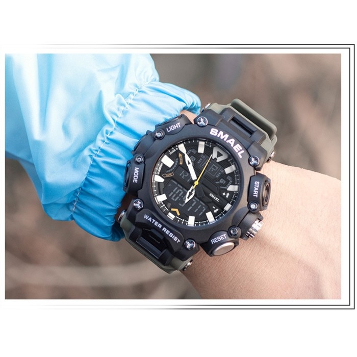 Часы наручные электронные, с будильником, d-6.1 см, ремешок l-26 см, 5 ATM, зеленый ремешок 974231 Часы наручные электронные, с будильником, d-6.1 см, ремешок l-26 см, 5 ATM, зеленый ремешок 974231