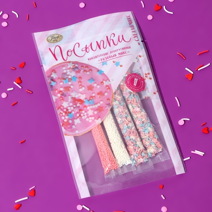 Посыпки кондитерские &laquo;Парфэ&raquo;, розовый микс, 20 г