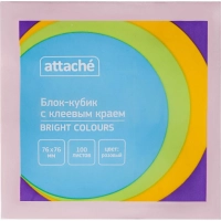 Стикеры ATTACHE Bright colours с клеев.краем 76х76 розовый 100л