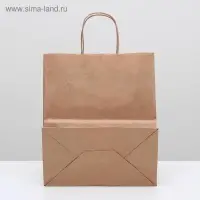 Пакет крафт без печати, круглая ручка 24×14×28 см
