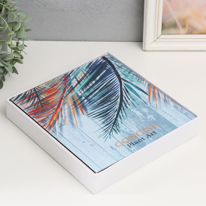 Фотоальбом на 100 фото 10х15 см  Фотоальбом на 100 фото 10х15 см "Пальмовые листья на белых дощечках" 22х4х23 см