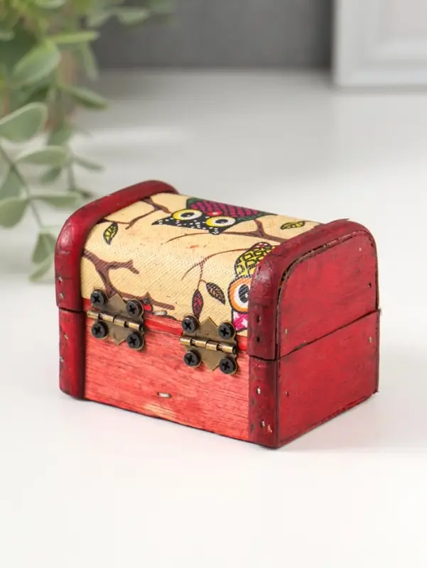 Шкатулка для украшений &laquo;Сундучок. Совята&raquo;, дерево, 6&times;8&times;5.5 см