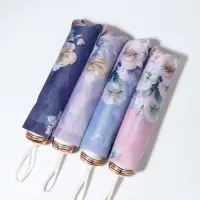 Зонт механический &laquo;Фиалки&raquo;, эпонж, 4 сложения, 8 спиц, R=49/55 см, d=98 см, МИКС