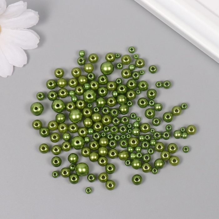 Бусины для творчества пластик Бусины для творчества пластик "Круглые. Хвойный" d=3-8 мм, набор 10 гр