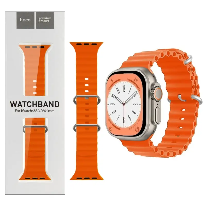 Ремешок для Apl watch 38/40/41mm Watchband WA12 Or. series marine double silicone orange HOCO
