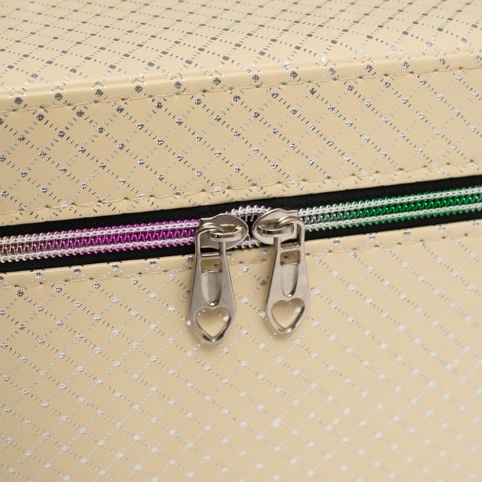 Шкатулка кожзам с зеркалом Шкатулка кожзам с зеркалом "Ромбы" сливки набор 3 шт 19х10,5х10,5 21х13х14 15х23х17 см