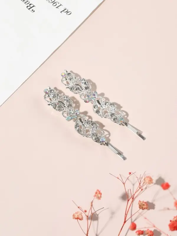 Невидимки для волос QF &laquo;Саманта&raquo;, набор 2 шт., 6.5 см, серебро