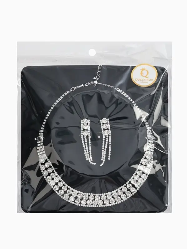 Набор 2 предмета: серьги, колье со стразами &laquo;Лёд. Круги&raquo;, d=13.5 см, белый в серебре