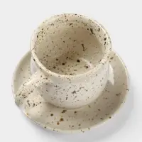 Чашка с блюдцем &laquo;Камень 1&raquo;, 13&times;13&times;9 см, керамика, бежевая в крошку