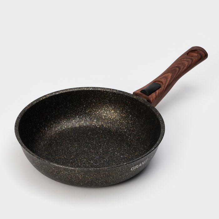 Сковорода Granit ultra black-gold, d=24 см, антипригарное покрытие, стеклянная крышка, съёмная ручка Сковорода Granit ultra black-gold, d=24 см, антипригарное покрытие, стеклянная крышка, съёмная ручка