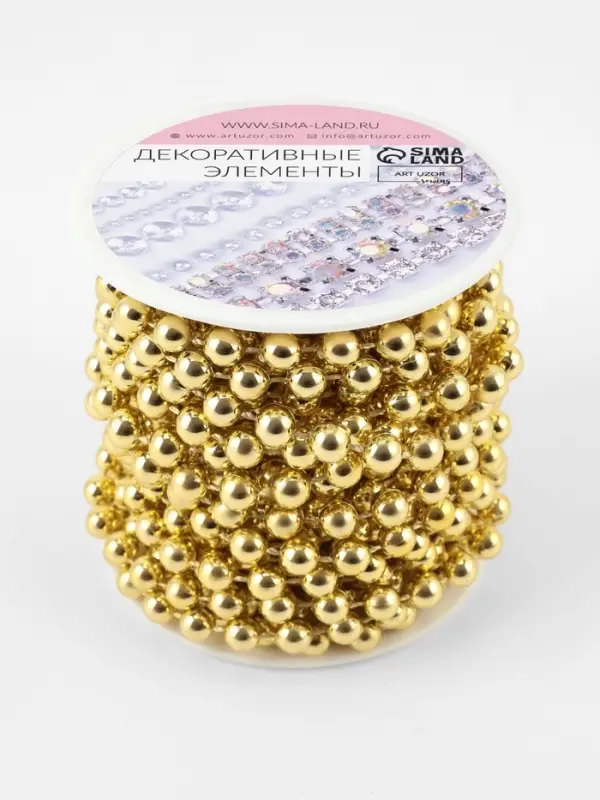 Бусы на нитях, 7.5 мм, 9&plusmn;1 м, цвет золотой