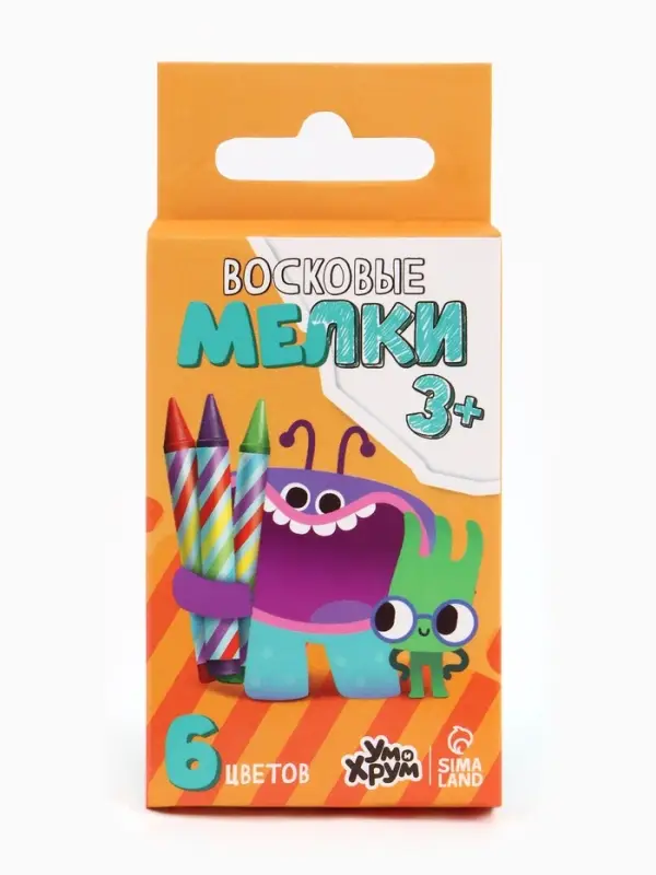 Мелки восковые, 6 цветов, &laquo;Ум и Хрум&raquo;