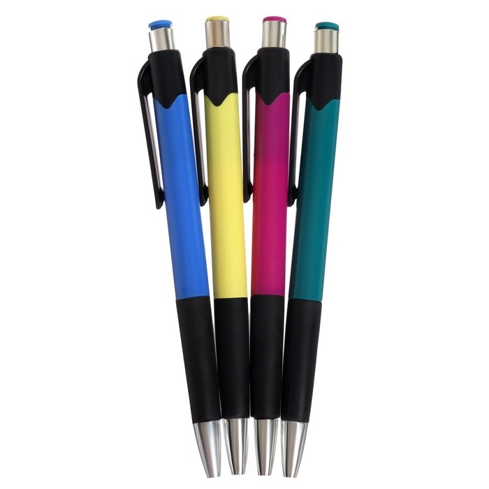 Набор ручек шариковых, 4 штуки, цветной корпус, с резиновым держателем, МИКС Набор ручек шариковых, 4 штуки, цветной корпус, с резиновым держателем, МИКС