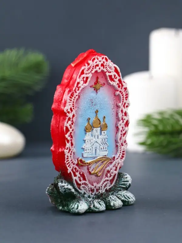 Свеча фигурная "Храм в рамке" 5,5х4х9 см, цв. красный