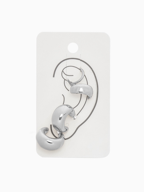 Набор серьги и каффы 4 шт. «Бублик», цвет серебро