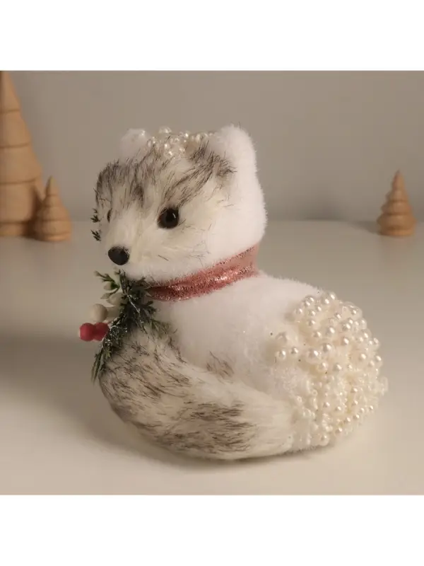 Фигурка &laquo;Белая лисичка в бусинках&raquo;, 15&times;17&times;13 см