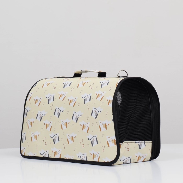 Сумка - переноска животных Сумка - переноска животных "Щенки", бежевая, размер L, 52 х 28 х 28 см