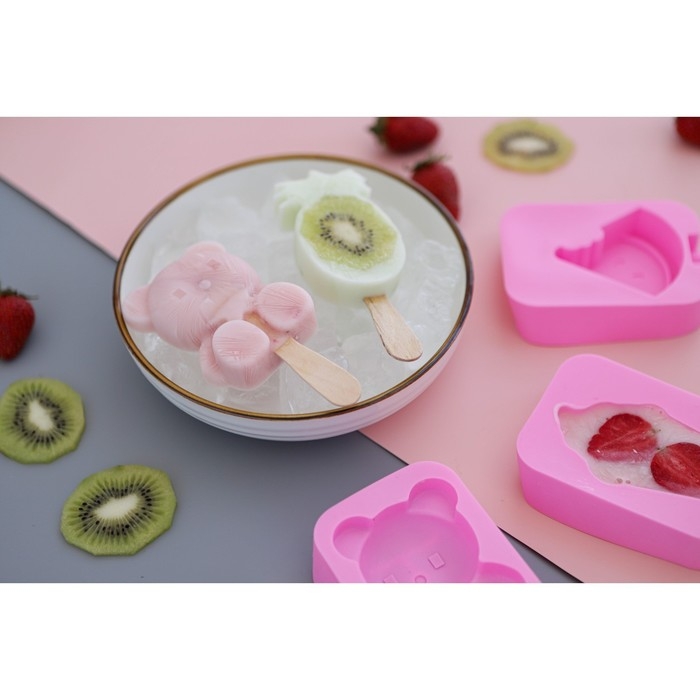 Форма для мороженого Доляна «Мишутка», силикон, 14×8×2,5 см, цвет розовый Форма для мороженого Доляна «Мишутка», силикон, 14×8×2,5 см, цвет розовый