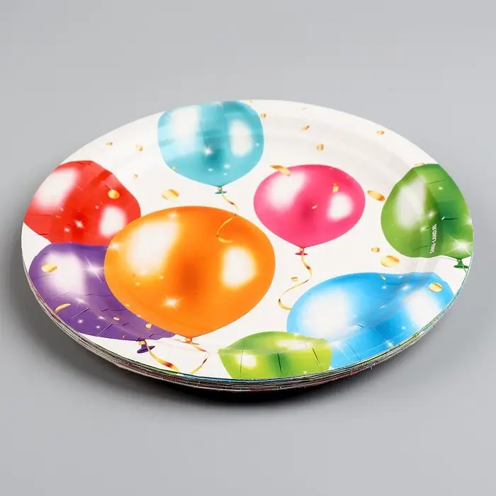 Тарелка одноразовая бумажная «С Днём Рождения», 18 см