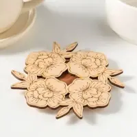 Подставка под горячее &laquo;Цветы&raquo;, вид 2, 11см, можжевельник, фанера