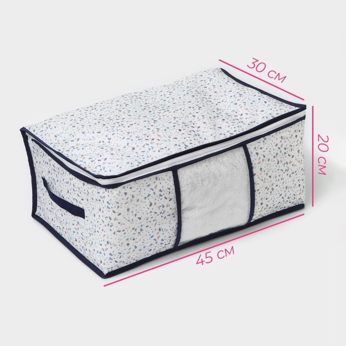 Кофр для хранения вещей Доляна «Мармелад» с ПВХ-окном, 45×30×20 см, цвет белый Кофр для хранения вещей Доляна «Мармелад» с ПВХ-окном, 45×30×20 см, цвет белый