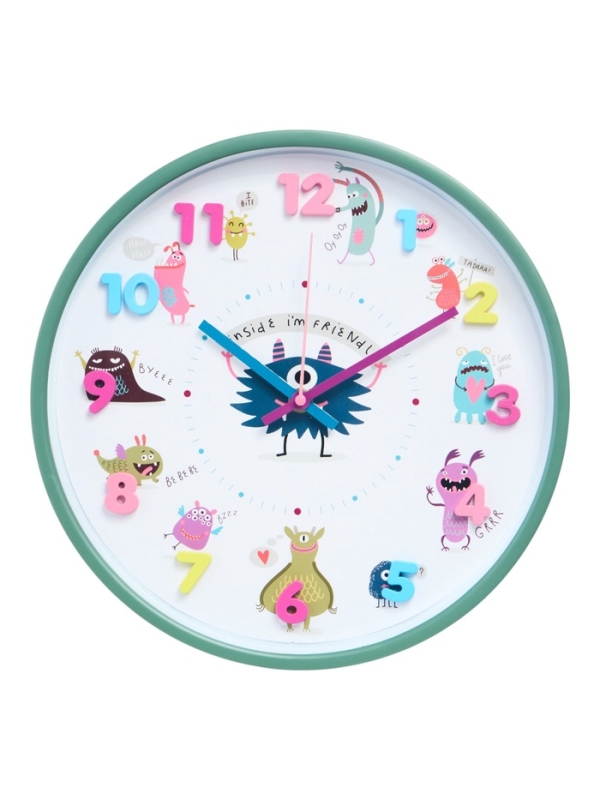 Часы настенные интерьерные детские «Монстрики», плавный ход, циферблат d-30 см Часы настенные интерьерные детские «Монстрики», плавный ход, циферблат d-30 см