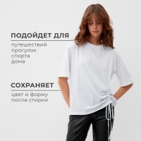 Футболка женская с кулиской MINAKU REGULAR FIT: цвет белый, р-р 46